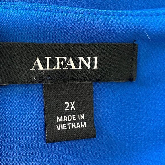 ALFANI Blue V - Neck Lace Detail Blouse NWT - Picture 2 of 8